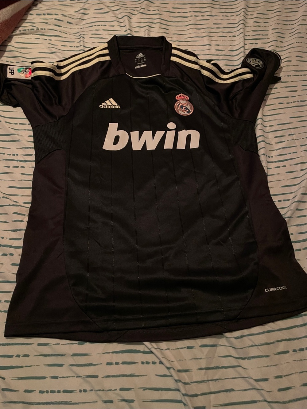 adidas Black Real Madrid Men Jersey with White Bwin Logo